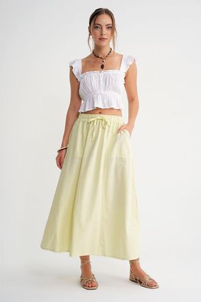 Mixray Hoge Taille Poplin Rok met Touwtje Detail