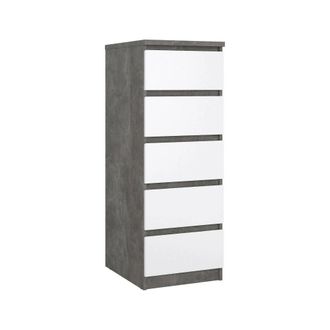 Dmora Dmora - Cajonera Achaldi, C&oacute;moda Multiusos, C&oacute;moda De Dormitorio, Gabinete Con Cajones, 50x40 H111 Cm, Cemento Y Blanco Brillante