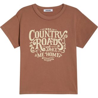 Daydreamer John Denver Country Roads Graphic T-Shirt in Mocha Mousse at Nordstrom, Size X-Small