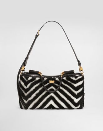Dolce & Gabbana Medium Vittoria Shoulder And Crossbody Bag In Fur - Woman Shoulder And Crossbody Bags Black Onesize