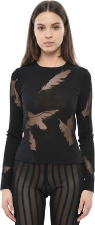 Alexander McQueen Black Abstract Crew Neck Top
