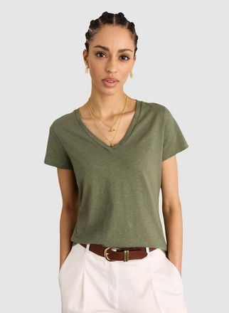 Baukjen Hanorah V-Neck T-Shirt in Light Khaki at Nordstrom, Size 10