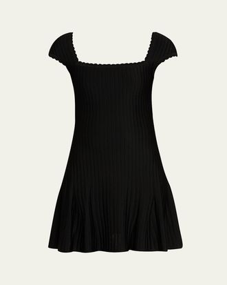 Givenchy Cap-Sleeve Pleated Mini Dress