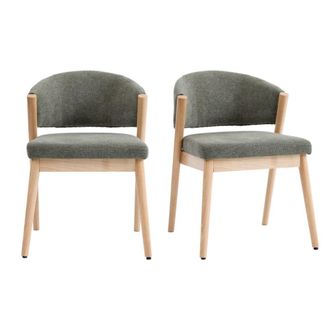 Moloo Silla de madera natural y tela trendy sage (x2)