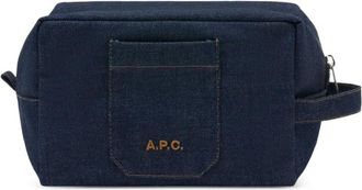 A.P.C. logo-detail denim wash bag - Blauw