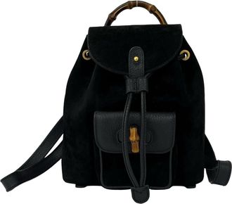Gucci Black Suede Leather Backpack (Pre-Owned)