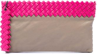 Bottega Veneta Pre-owned Bottega Veneta Intrecciato Trimmed Bicolor Nappa Clutch Ladies W2T8C07OWQGA7FDW