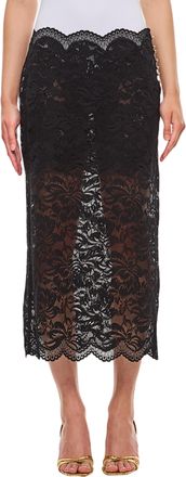Paco Rabanne Lace-Edged Midi Skirt With High Waist And Decorative Buttons