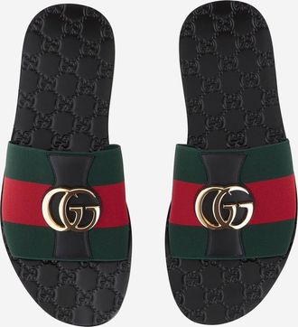 Gucci Mens Riviera Slider Sandals Black Polyester