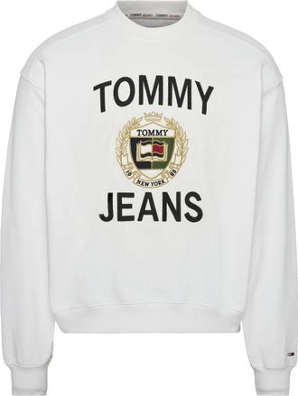 Tommy Jeans Biologisch Katoen Logo T-shirt Wit - Heren - Sweatshirts - Wit - L - Katoen - Hoodies & sweatvesten