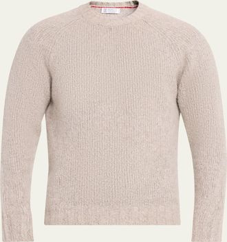 Brunello Cucinelli Mens Cashmere and Silk Rib-Knit Crewneck Sweater