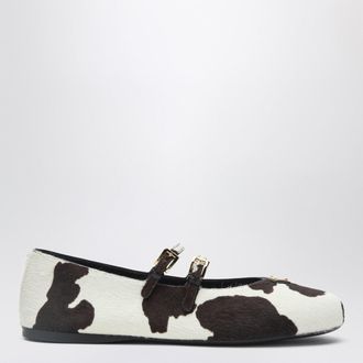 Prada Ballerine bianche/moro con stampa animalier