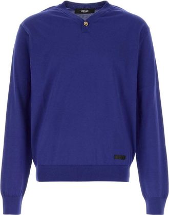 Versace Blue V Neck Sweater