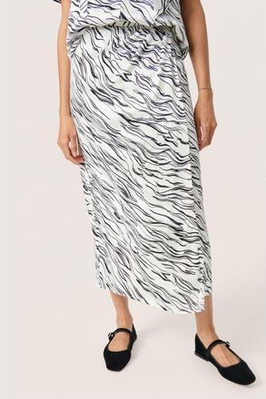 Soaked In Luxury Vinka Wrap Midrise Waist Maxi Skirt in White/black Wave Print at Nordstrom, Size Xx-Large
