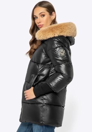 Wittchen Damesjas met Bontkap Zwart Nylon