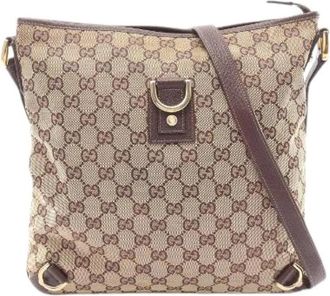 Gucci Pre-owned Abbey GG Canvas Leather Shoulder Bag - Dames - Vintage Schoudertas - Beige - ONE Size - Leer - Vintage