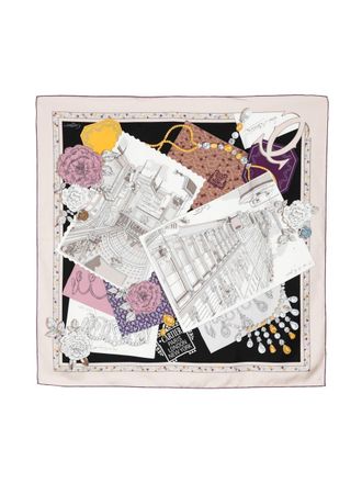 Cartier pre-owned postcard-print silk scarf - Neutrals