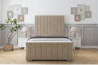 Sloomy California Coniston Bed Frame With 50 Upholstered Headboard in Cream | Size: Double