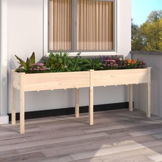 vidaXL Jardinera Con Forro Interior Madera Maciza Abeto 203x53x76 Cm Vidaxl