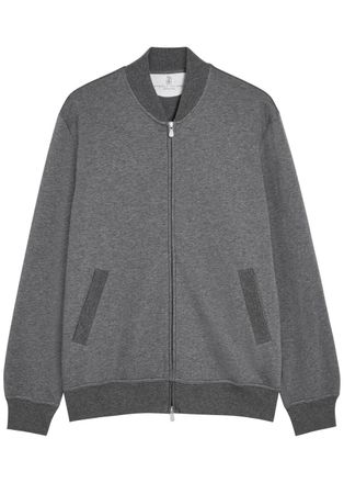 Brunello Cucinelli Zip-through Cotton-blend Sweatshirt - Grey - XL
