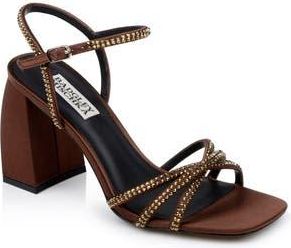 Badgley Mischka Brixley Ankle Strap Sandal in Chocolate Satin at Nordstrom Rack, Size 6.5