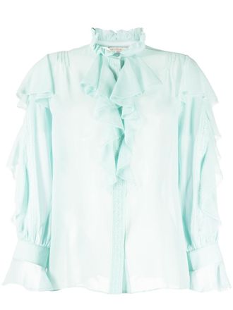 Shiatzy Chen see-through silk shirt - women - Mulberry Silk - 38 - Blue