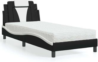 vidaXL Cama Con Colch&oacute;n Cuero Sint&eacute;tico Negro Y Blanco 90x190 Cm Vidaxl