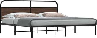 vidaXL Estructura De Cama Sin Colch&oacute;n Metal Roble Marr&oacute;n 183x213 Cm Vidaxl