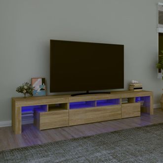 Berkfield Home TV Cabinet with LED Lights Sonoma Oak 230x36.5x40 cm in Brown