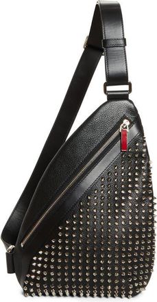Christian Louboutin Funky Empire Spike Sling Bag in Black/gun Metal at Nordstrom
