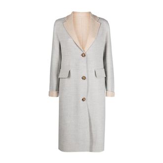 Eleventy Single-Breasted Coats, female, Gray, M, Single-breasted Coat