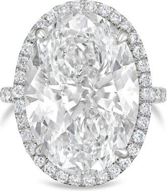 Diana M. Jewels 14kt white gold 3ct lab grown Oval Diamond Halo Pav&eacute; Ring