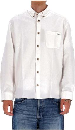 A.P.C. Wit Overhemd Relax Fit Casual - Heren - Casual Overhemden - Wit - 2XL - Katoen - Overhemden