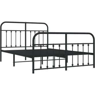 vidaXL Estructura Cama Sin Colch&oacute;n Con Estribo Metal Negro 140x200 Cm Vidaxl