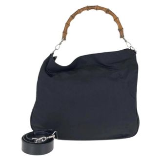 Gucci Pre-owned Bamboo Nylon 2way bag - Dames - Vintage Handtas - Zwart - ONE Size - Nylon - Vintage
