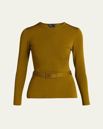 Tom Ford Belted Long-Sleeve Knit Top