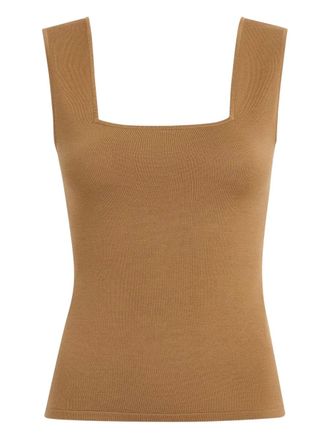 Khaite square neck Sani top - Brown