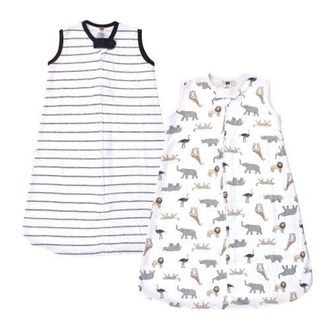 Hudson Baby Comfortable Interlock Sleep Sacks 2Pk in Modern Neutral Safari at Nordstrom