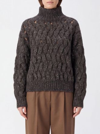 Brunello Cucinelli Maglia girocollo in lana mohair traforata con paillettes