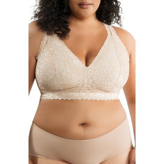 Affinitas Adriana Wire-Free Full Bust Supportive Bralette in Bare at Nordstrom, Size 40