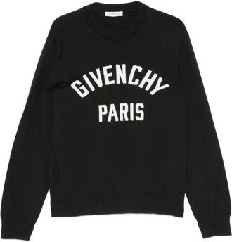 Givenchy Paris Logo Gebreide Trui - Heren - Ronde hals truien - Zwart - S - Katoen - Truien & Vesten