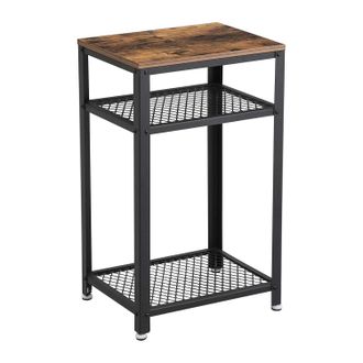 Vasagle Vasagle Mesa Auxiliar De Estilo Industrial, Mesita De Noche, Mesa Para Telefono, Con 2 Estantes De Malla, Para Sal&oacute;n Y Oficina, Marco M&eacute;talico Estable
