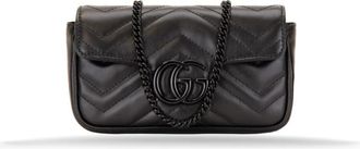 Gucci GG Marmont Super Mini Gewatteerde Schoudertas - Dames - Schoudertassen - Zwart - ONE Size - Leer - Tassen