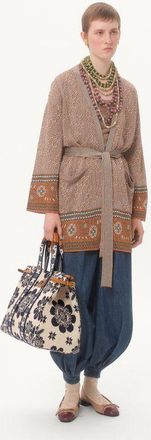 Valentino Garavani Borsa A Mano Valentino Garavani Antibes In Tessuto Jacquard Donna AVORIO/NAVY/NATURALE UNI