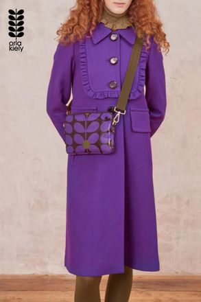 Orla Kiely Womens Purple Retro Stem Print Slim Crossbody Bag With Adjustable Strap - One Size