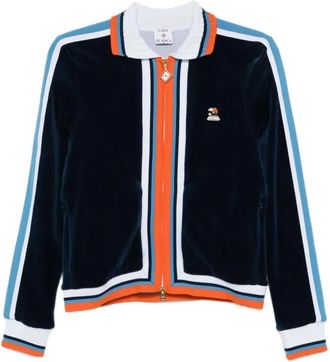 Casablanca Velour Montagne Track Jacket - Dames - Vesten met rits - Blauw - M - Katoen - Hoodies & sweatvesten