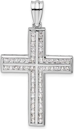 Diamond2Deal 14K White Gold Lab Grown Diamond Double Cross Pendant (1ct, VS, G-H)