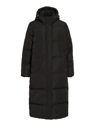 Vila Womens Vistari Long Down Coat-Noos, Black Beauty, 16