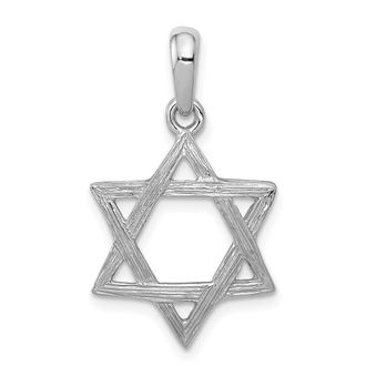 Diamond2Deal 14k White Gold Star Of David Pendant