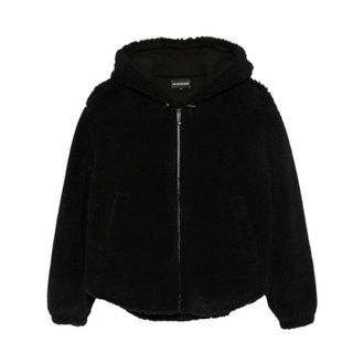 Emporio Armani Textured Hooded Jacket - Dames - Sweatshirts & Hoodies - Zwart - Maat: 2XS Poliester